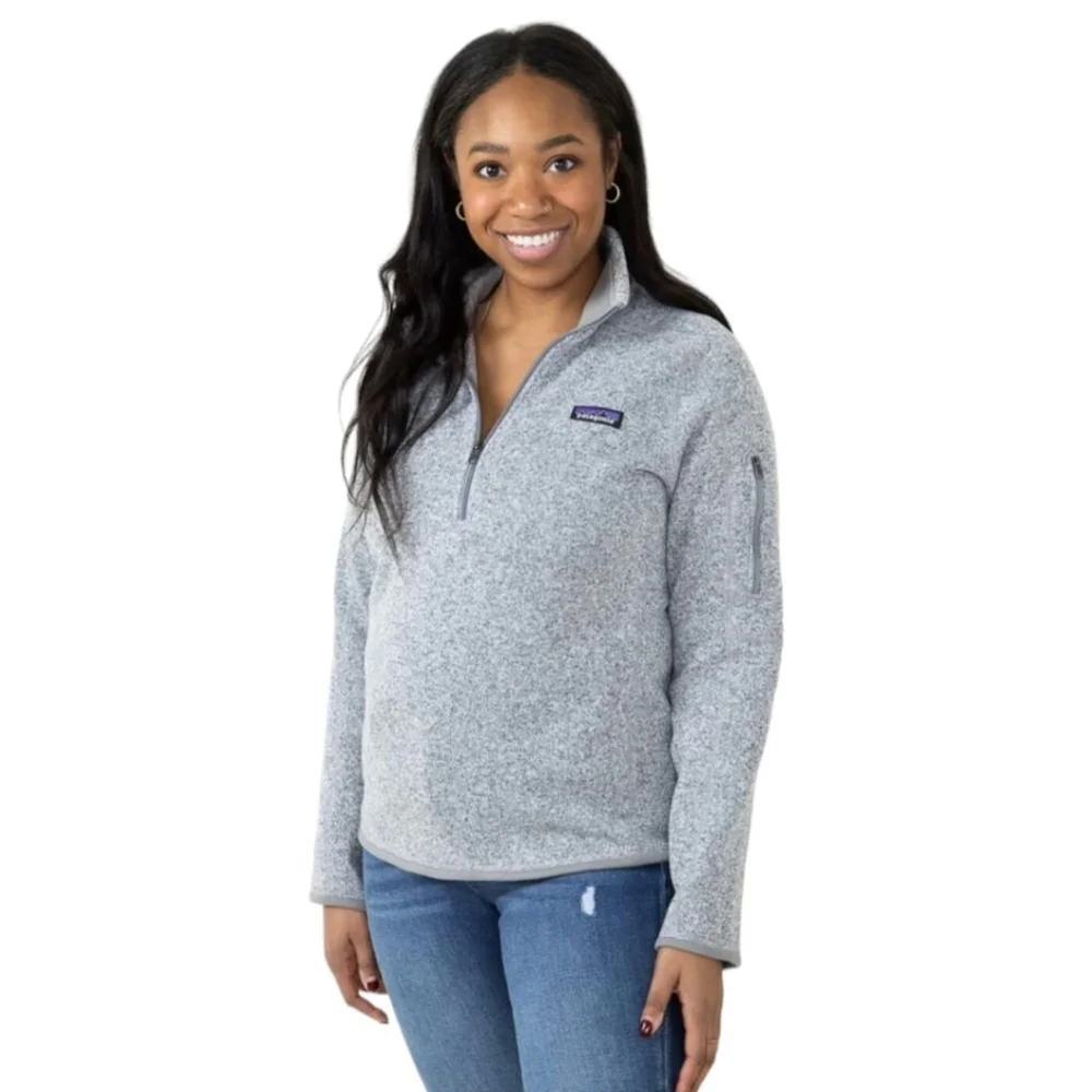 Patagonia Quarter Zip Pullover Better Sweater Fleece Women's sz S in White Birch